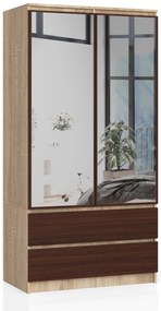 Dulap de haine Safwan II (Stejar sonoma + wenge) (cu oglindă). 1069828