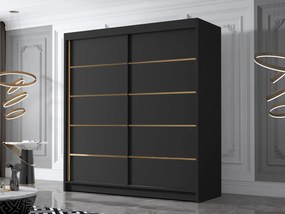 Dulap de haine cu uși culisante Bratoke IV 180 (Negru + auriu) . 1105693