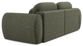 Canapea verde extensibilă/cu spațiu de depozitare cu tapițerie din catifea reiată 266 cm Kini – Makamii