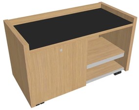 Comodă mobilă Verno 100 x 50 cm cu sticlă, stânga, stejar deschis / negru