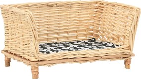 vidaXL Coș pentru câini cu pernă, 50x33x30 cm, salcie naturală