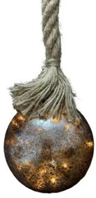 Decoratiune Craciun LED cu sfoara iuta, auriu-cupru, diametru 20 cm