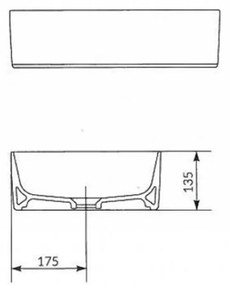 Lavoar pe blat alb 50 cm, dreptunghiular, Cersanit Crea