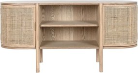 Comoda TV natur , din lemn de cauciuc si rattan „Rustic Elegance”