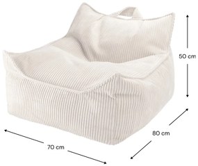 Fotoliu puf pentru copii crem cu tapițerie din catifea reiată Chair – Wigiwama
