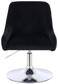 HR920N Scaun Neagră din Catifea cu Bază Cromata
