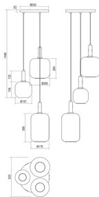 Lustră pe cablu BRINA 3xE27/23W/230V Redo 01-3198