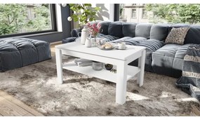 Măsuță de cafea pliabilă cu blat rabatabil cu raft ADEN alb