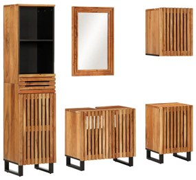 3217095 vidaXL Set mobilier de baie, 5 piese, lemn masiv de acacia