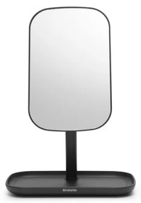 Oglindă cu suport pentru accesorii Brabantia ReNew 1004184, 28.3x20x12.6 cm, Bază antiderapantă, reglabilă la 360°, Gri închis