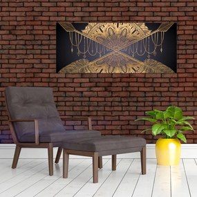 Tablou - Mandala aurie cu săgeți (120x50 cm)