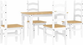 vidaXL Set de sufragerie din 5 piese Panama din lemn masiv de pin alb