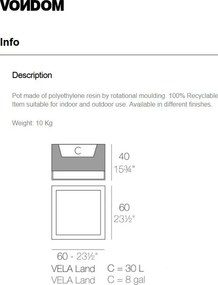 Ghiveci plante / Jardiniera de flori design decorativ modern pentru amenajari interioare si exterioare, VELA LAND PLANTER 54037R Vondom