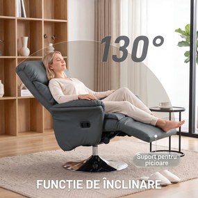 HOMCOM Fotoliu Relax Rotativ 360°, Reclinabil 130°, Gri | Aosom Romania