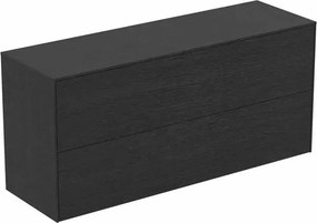 Dulap baza suspendat Ideal Standard Atelier Conca 2 sertare cu blat 120 cm finisaj stejar inchis