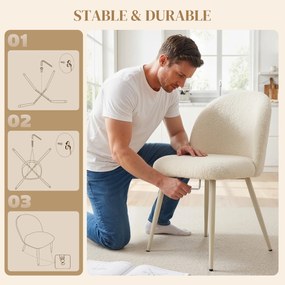 HOMCOM Scaune dining, scaune bucătărie, moi tapițate cu Chenille, 50,5 x 57,5 x 78,5 cm, crem | Aosom Romania