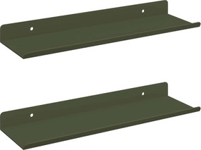 vidaXL Raft suspendat 2 pcs Verde măsliniu 30 x 9 x 2,5 cm Oțel