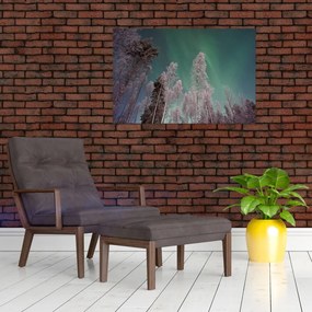 Tablou cu aurora borealis deasupra pomilor înghețați (90x60 cm)
