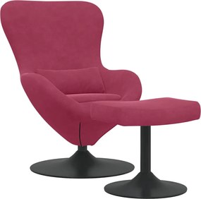 vidaXL Scaun Egg cu Taburet Roșu Vin Catifea