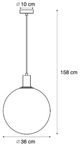 Lampă suspendată de design neagră cu sticlă transparentă 35cm - Mallon