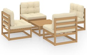 3076317 vidaXL Set mobilier de grădină cu perne, 5 piese, lemn masiv de pin