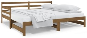 814702 vidaXL Pat de zi extensibil maro miere 2x(80x200) cm lemn masiv de pin