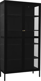 vidaXL Vitrină, negru, 90x40x180 cm, oțel și sticlă securizată