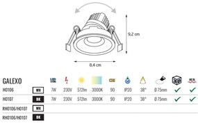 Spot LED incastrabil directionabil Galexo negru