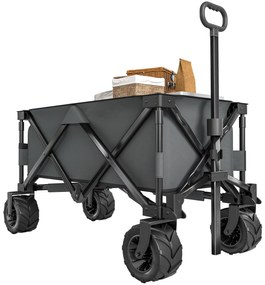 Outsunny Cărucior de Grădină cu Mâner Telescopic, Cărucior Metalic cu Spațiul de Depozitare din Material Oxford, 108x55 cm, Gri