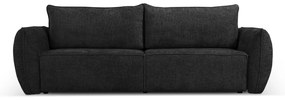 Canapea extensibila Kaelle cu 3 locuri si tapiterie din tesatura structurala, negru