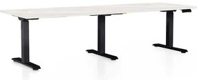 Masă înălțime reglabilă OfficeTech Long, 240 x 80 cm, picioare negre, frasin alb