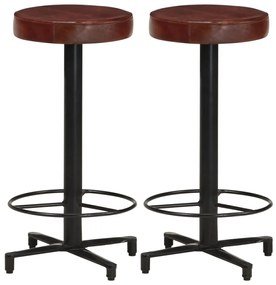 vidaXL Scaune de bar, 2 buc., 66 cm, piele naturală