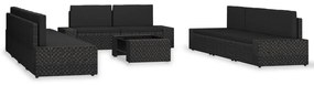 vidaXL Set mobilier de grădină, 10 piese, negru, poliratan