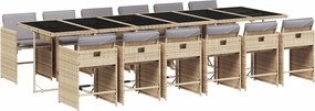 vidaXL Set mobilier grădină cu perne, 13 piese, bej combinat poliratan