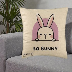 Perna Decorativa So Bunny Kawaii, 40x40 cm, Bej, Husa Detasabila, Perna Inclusa, BEKZ®