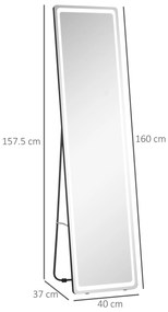 HOMCOM Măgic pe suport sau pe perete intensitate și culoare reglabile cu telecomandă 40 x 37 x 157,5H cm argintiu | Aosom Romania