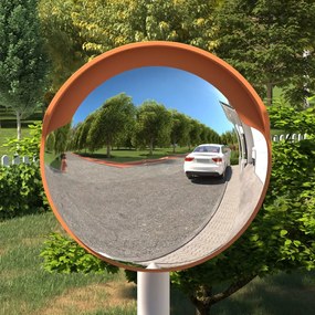 Oglinda trafic convexa exterior, portocaliu O30 cm policarbonat 1, Portocaliu, O 30 cm