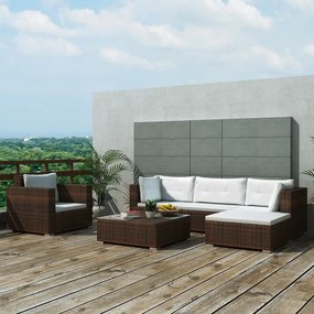 42101 vidaXL Set mobilier de grădină cu perne, 6 piese, maro, poliratan