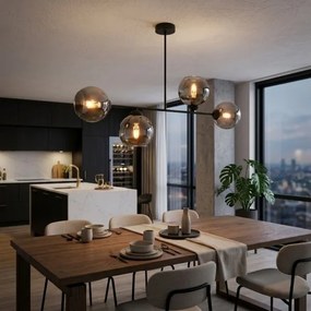Brilagi - Lustră aplicată DIOR 4xE27/60W/230V negru/gri fumuriu
