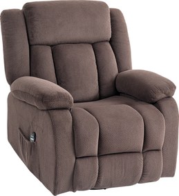 HOMCOM Fotoliu de masaj, 8 puncte de vibrație, 5 moduri, încălzire lombară, reglabil, rotativ, fotoliu tapițat, Maro | Aosom Romania