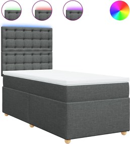 vidaXL Pat box spring cu saltea, gri închis, 100x200 cm, textil