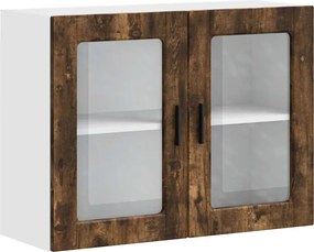 vidaXL Dulap de bucătărie cu ușă din sticlă stejar afumat „Porto”.