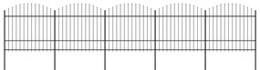 Gard de gradina cu varf sulita, negru, (1,5-1,75) x 8,5 m, otel 1, 150-175 cm, 8.5 m