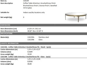 Masuta de cafea design LUX Artemisa L, alama periata 116139 HZ