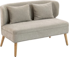HOMCOM Canapea 2 locuri, canapea mică din chenille cu spătar tip aripă, șezut gros, picioare din lemn de cauciuc, bej | Aosom Romania