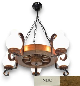 Candelabru rustic fabricat manual din lemn diam.30cm, 5 brate Roata WOOD-RO-SP5D30
