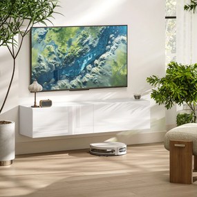 HOMCOM Dulap TV Suspendat pentru Televizoare de 45"-55"-65" cu 2 Dulapuri, Alb | Aosom Romania