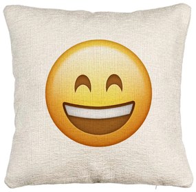 Perna Decorativa Canapea, Model Emoji Fericit, 40x40 cm, Cu fermoar