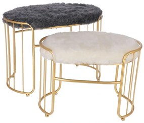 Set taburete Perla metalice cu blanita sintetica, baza aurie, design modern  2 piese