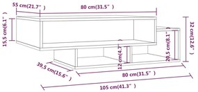 Masuta de cafea, gri sonoma, 105x55x32 cm, lemn prelucrat 1, sonoma gri